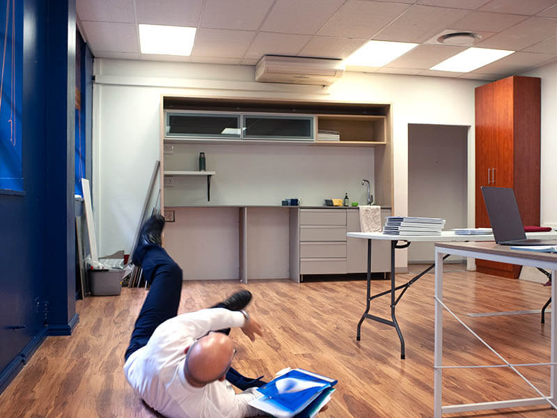 Worker compensation claim by man falling and claiming a work injury