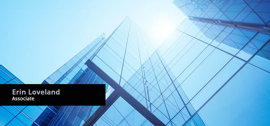 Banner background display for Associate Attorney Erin Loveland, Pollart Miller LLC