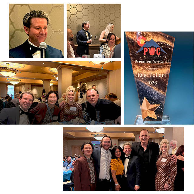 Collage of PWC President's Award Presentation to Eric Pollart